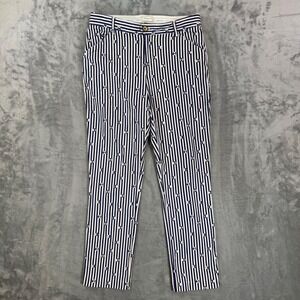 Anthropologie The Essential Slim Pants Women's Size 8 Navy Blue Floral Cotton